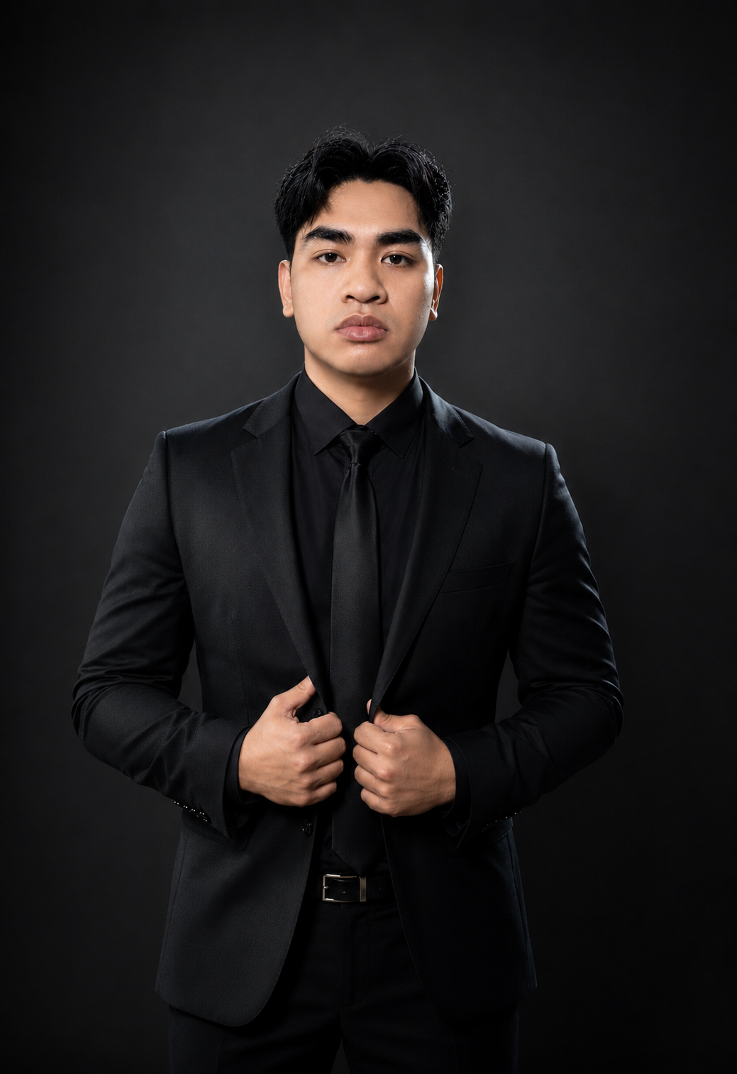 Jhon Michael De Jesus in a black business suit